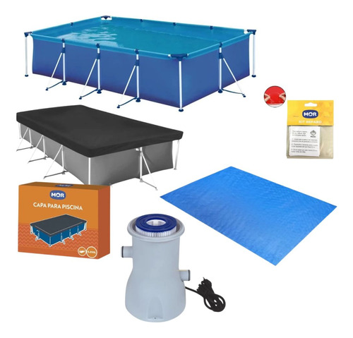 Kit Piscina 6200 L Premium + Capa + Forro E Bomba Filtro 220