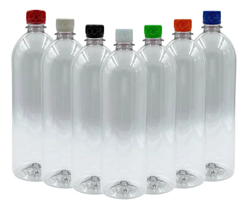 Botella Boston Plastico 1 Litro Con Tapa De Seguridad X 100