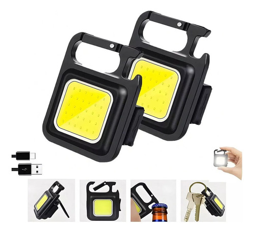 2 Piezas Linterna Lampara Recargable Led De Lampara Llavero