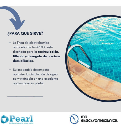 Bomba Autocebante Pileta 40000 L Minipool 50m Pearl Motorarg