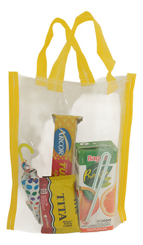 Bolsa Pvc Transparente Golosinera Souvenirs Vacias X10 Amarillo Bolsa Amarilla Vacia