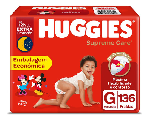 Pacote De Fraldas Supreme Care G Com 136 Unidades Huggies Gênero Sem gênero