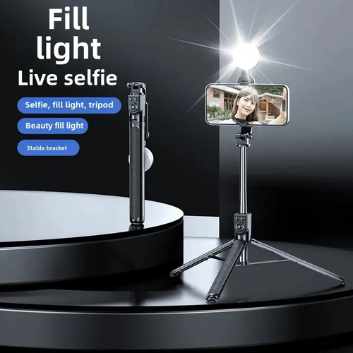 Trípode Selfie Stick Rosa Con Luz Z16s 175 Para Celular
