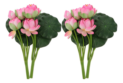 2 Tallo Artificial Flor Loto (plastico Realista Ramo