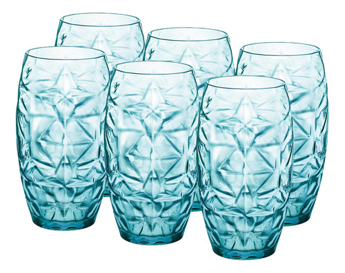 Jogo 12 Copos Oriente Long Drink Azul 470ml - Bormioli Rocco Cor Azul Transparente