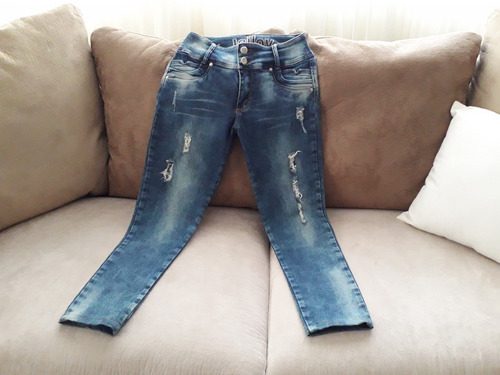 Blue Jeans Dama Talla M (t 14) Hermoso Con Diseño Agujeros!!