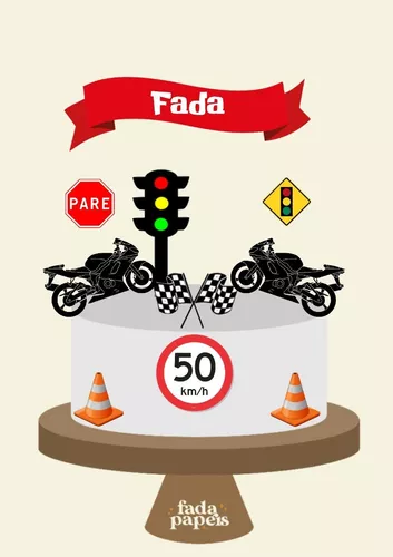 Mota Design - Topo de bolo 🥰 Tema: Motoqueiro 🏍️ Bolo