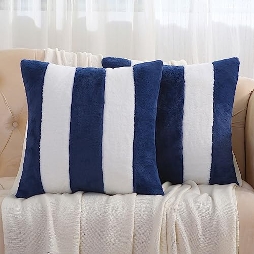 Fundas De Almohada De Rayas Azules Y Blancas De 40x40 C...