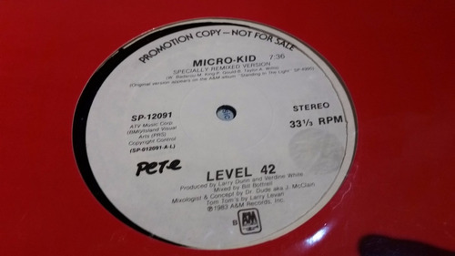 Level 42 Micro Kid Vinilo Maxi Temazo Promo 1983 Cañon