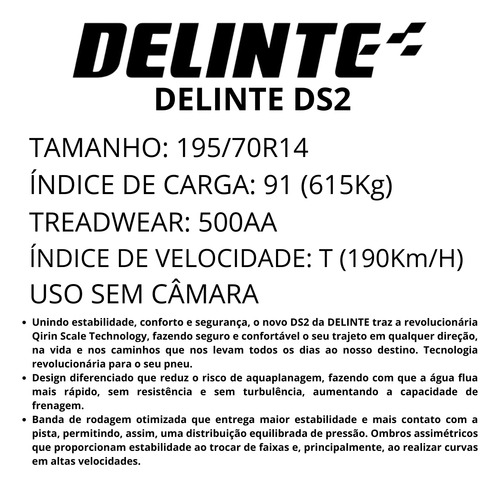 Pneu Delinte 195/70r14 91t Ds2