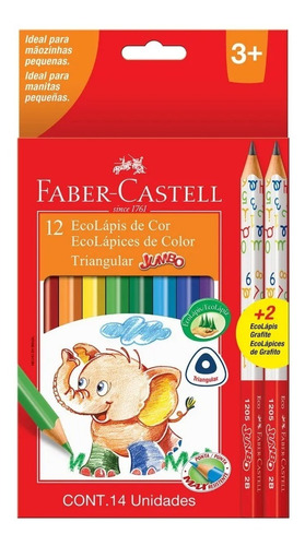 Lápiz De Color Triangular Jumbo+ 2 Grafitos Faber Castell