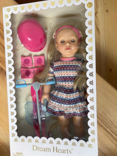 Muñeca Kiddieland 45 Cm Con Scooter Tipo American Girl