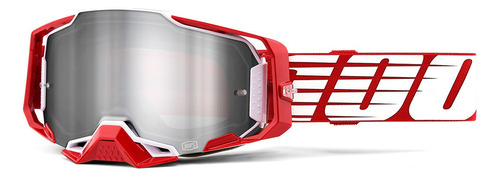 Oculos 100% Armega Vermelho Lente Espelha Motocross Trilha Cor da armação Vermelho/Branco Cor da lente Espelhada Prata