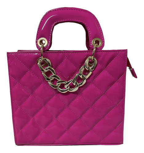 Bolsa Lover Tote Ultra Ligera Bolso Dama Mujer 9685 Acabado de los herrajes Brillante Color Fucsia