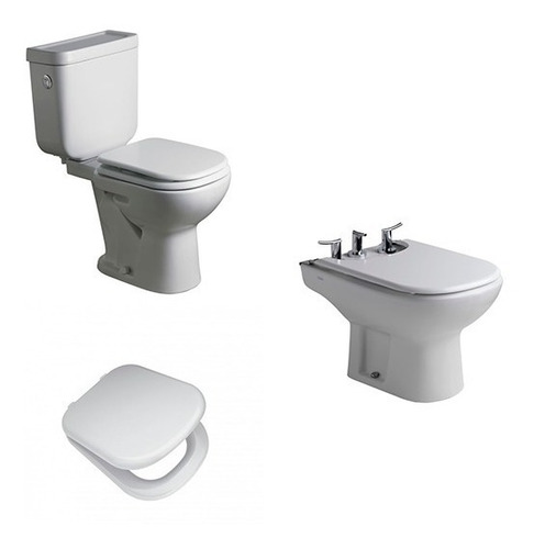 Combo Ferrum Bari Inodoro Largo Deposito Dual + Tapa + Bidet