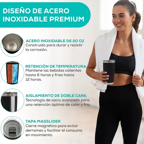 Termo Térmico Para Café De Acero Inoxidable Varios Colores Negro