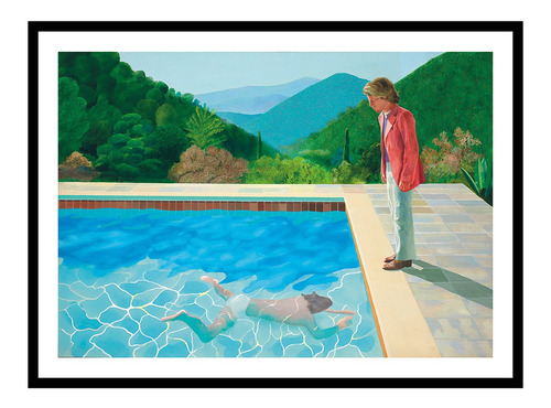 Cuadro Piscina Con Dos Figuras Hockney 86x65 Cm Marco Vidrio