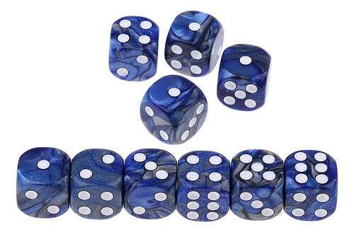 D6 Dados De Seis Caras De Puntos Esquina Plata Azul 16mm