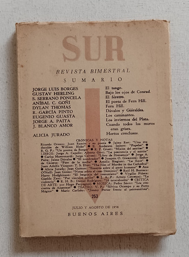 Revista Sur 253 1958 Borges El Tango Dylan Thomas Fern Hill (Usado)