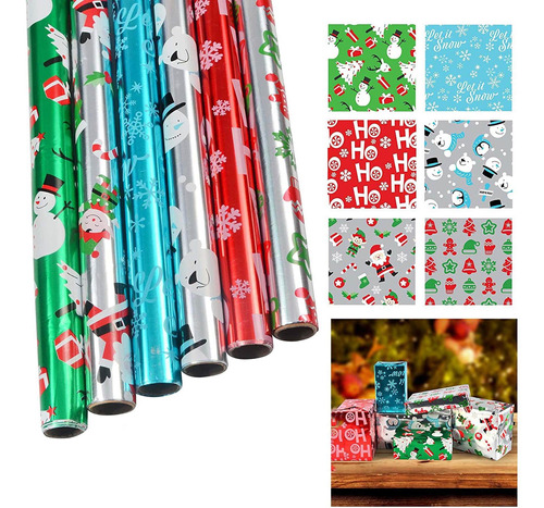 Juego 6 Rollo Papel Para Navidad Decoracion Aula Fiesta