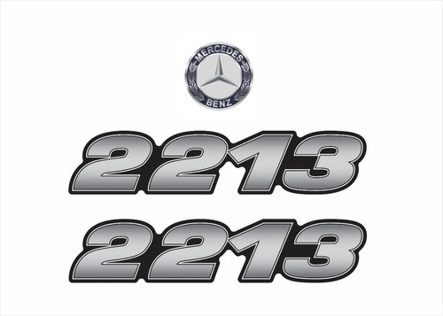 Kit Adesivos Resinados + Logo Para Mercedes Benz 2213 18236 Cor Prata