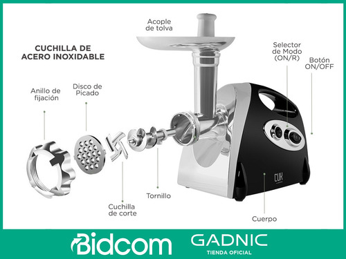 Imagen 5 de 10 de Picadora Carne Electrica Alta Potencia + Accesorio Chorizos