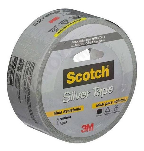 Fita Multiuso Silver Tape 45mm X 25m Cinza - 3m