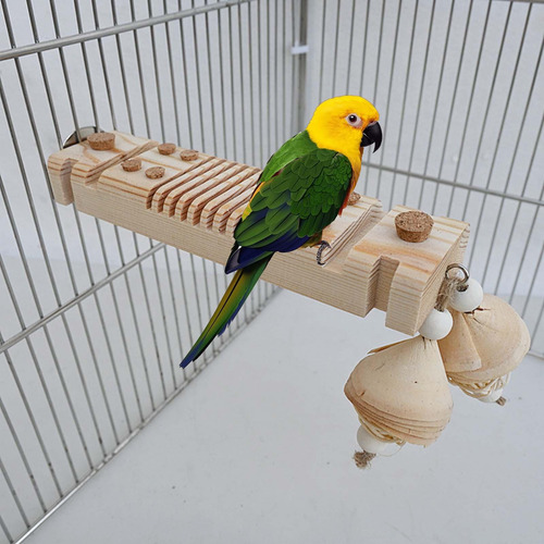 Juguete De Madera Con Tapón Para Masticar Pájaros, Jaula