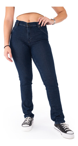 Pantalon Jean Clasico Mujer Elastizado Tiro Medio