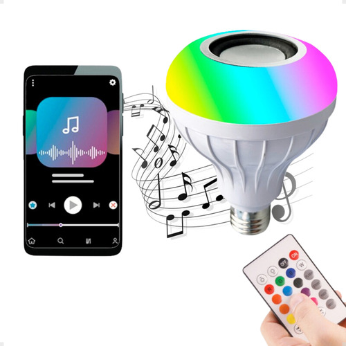 Lampada Caixa De Som Led Rgb Bluetooth Contr Remoto 110/220v