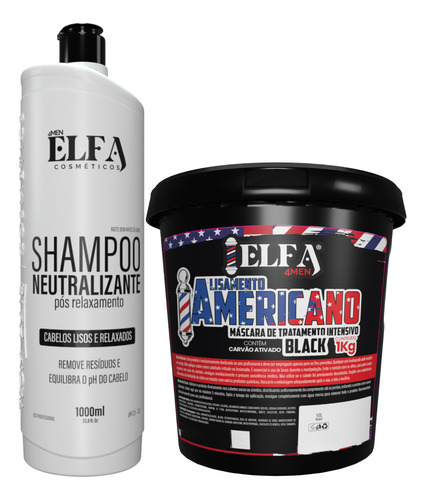 Shampoo Neutralizante E Alisamento Americano Black Elfa 4men