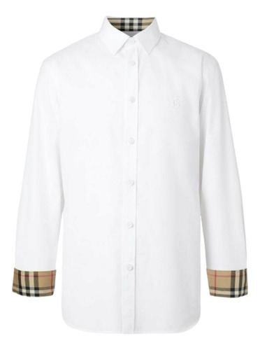 Camisa Burberry Blanca Lisa Con Los Puños A Cuadros