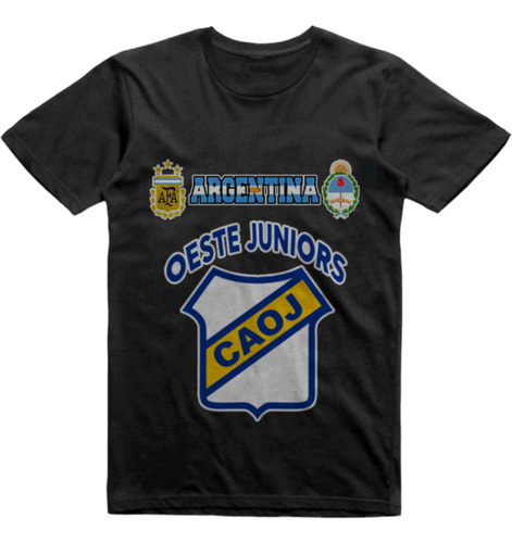 Remera Algodon Negra Oeste Juniors Comodoro Rivadavia