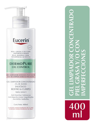 Eucerin Dermopure Gel Limpiador Facial Concentrado 400 Ml