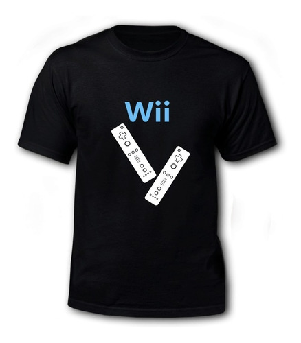 Polera Negra Hombre - Nintendo Wii + Control Nintendo Wii