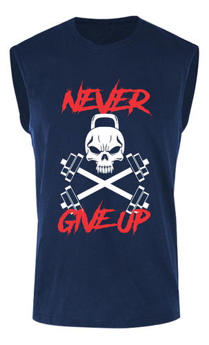 Playera Deportiva Sin Mangas Never Give Up - Gym