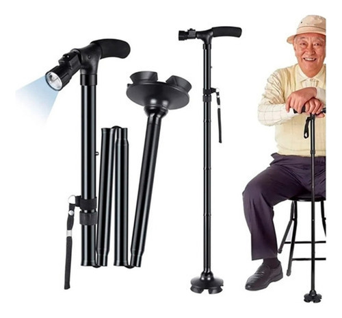 . Bastones Plegables Con 6 Luces Led Y 4 Puntos De Soporte