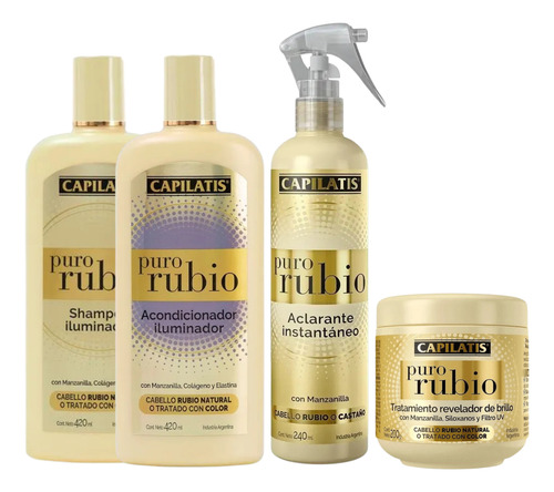 Capilatis Puro Rubio Shampoo + Acond + Tratamien + Aclarante