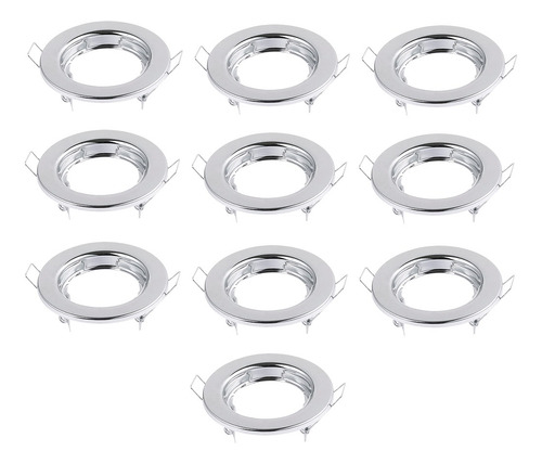 Focos Aro Empotrable Fijo Para Ampolleta Gu10-mr16 X10 Luz Aro Cromado