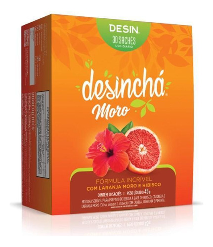 Chá Desinchá Sabores Laranja Moro + Hibisco - 30 Saches