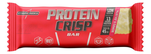 Barra de Proteína Romeu e Julieta Cobertura Chocolate Branco Integralmedica Protein Crisp Bar Pacote 45g