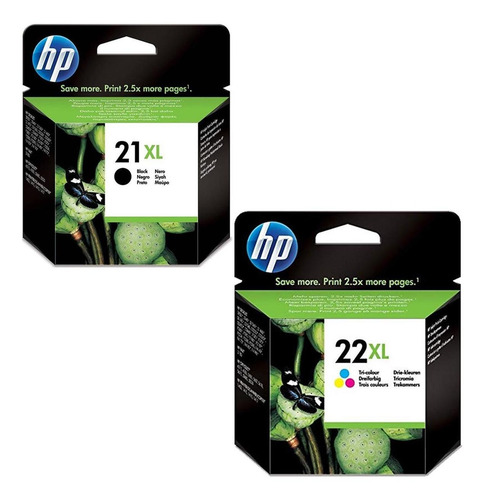 Kit De 2 Cartuchos Hp 21xl Negro Y 22xl Color