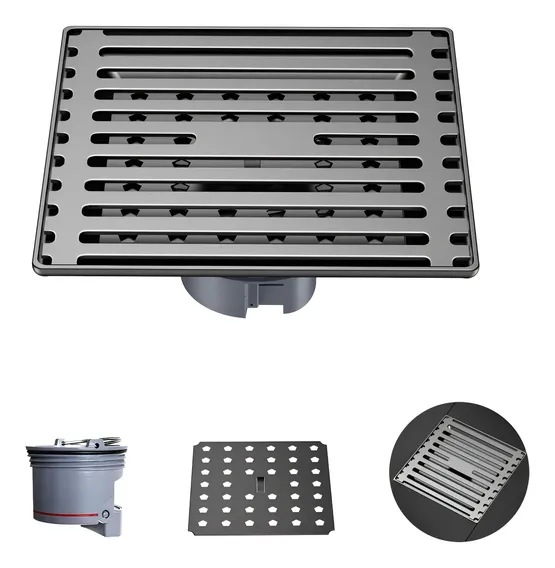 Ralo Inox Linear Quadrado 10x10 Nao É Pvc Antiodor Grelha