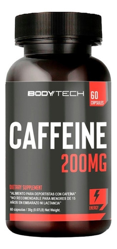 Cafeína 200mg Bodytech [60 Cápsulas]