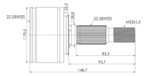 Junta Homocinética Onix E Tracker 1.0 Turbo Automatico 33x22