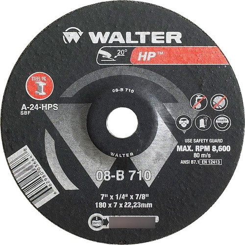 Disco de corte rugoso de 10 HP 7 X 1/4 X 7/8 - Walter 08b710