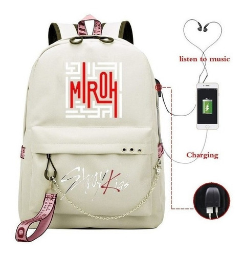 Mochila Escolar Stray Kids Cable Usb Mochila Estilo Kpop Muj Color 810-ff-11-17-12 Diseño De La Tela 810-ff-11-17-12/810-ff-11-17- 10/810-ff-11-17- 10
