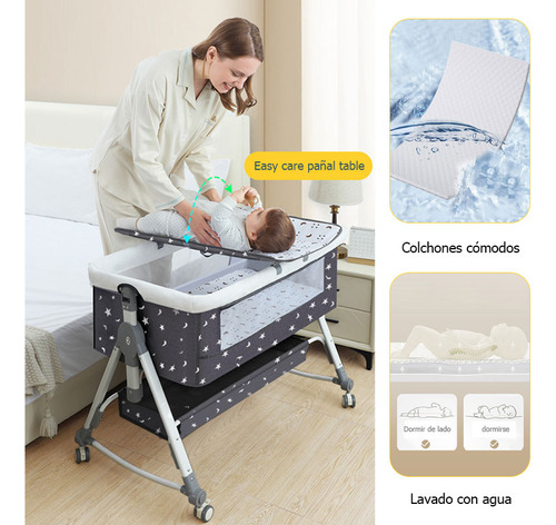 Cuna Corral Bebe Colecho Plegable Con Mosquitero Y Ruedas8accessories +7modoscon Cambiadoralta Calidad Plush Frame Edge