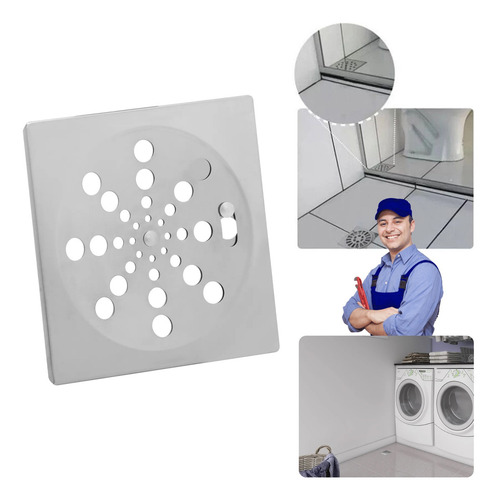 Tampa Ralo Grelha Quadrado 10x10 Rotativa Sistema Abre E Fecha Em Aço Inox