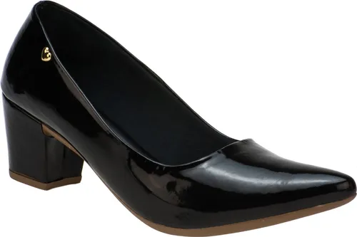 Sapato Feminino Scarpin Salto Baixo Grosso Preto P02pt.scp
